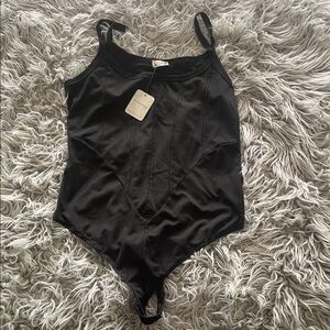 Free People Sheer Black Bodysuit
